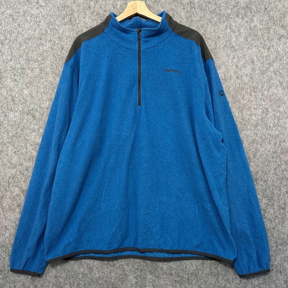 Merrell‎ Men's Blue Fleece 1/4 Zip Pullover Sweater XXL Athletic Outdoor
